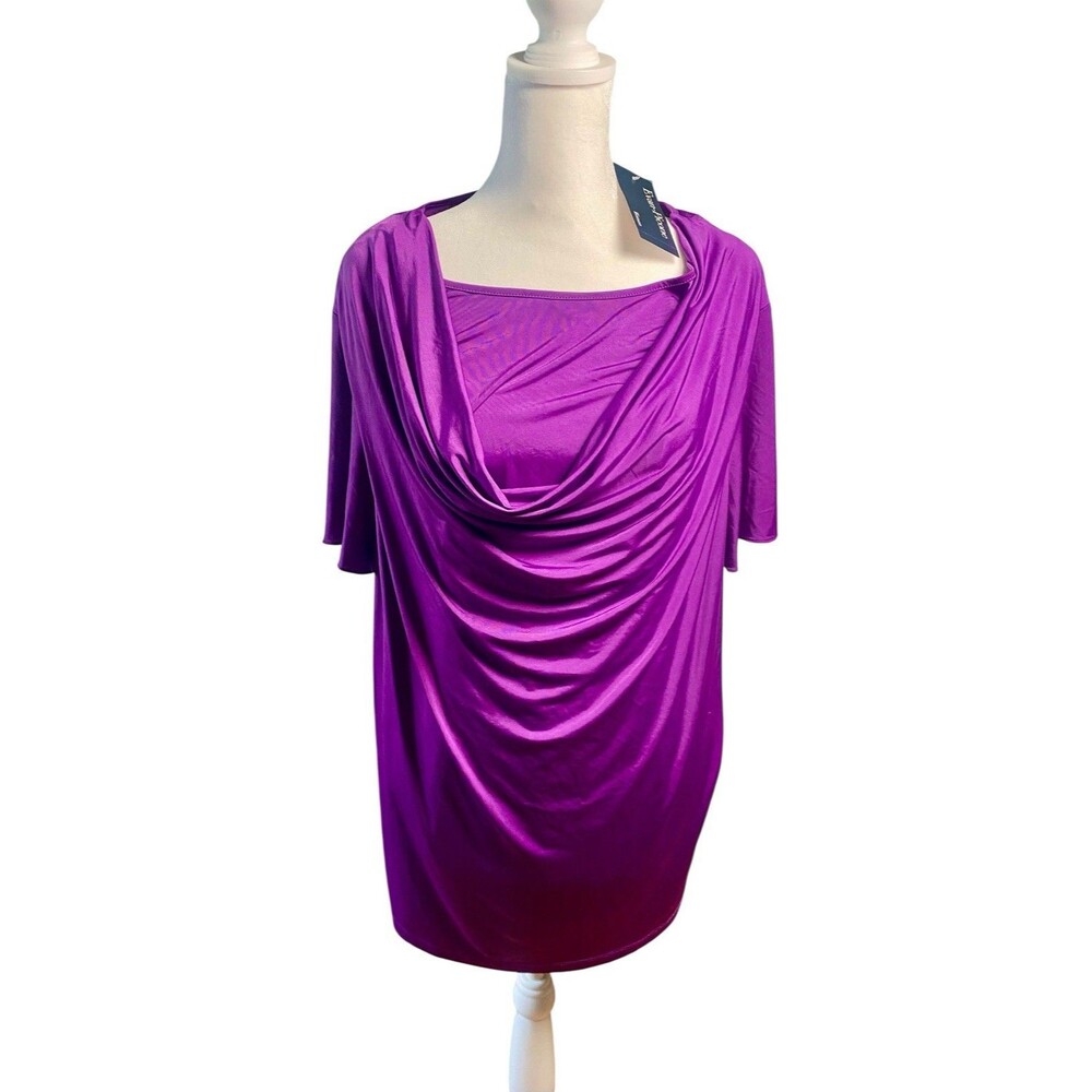 Womens 3X Purple Top Drape Look Classy NWT Dressy Evan Picone